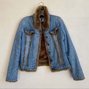 SHEARLING/SHERPA LINED VINTAGE DENIM JACKET